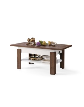 NOIR dub craft zlatý / bílá, rozkládací, konferenční stůl, stolek
