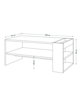 GRAND NOIR dub sonoma / bílý, rozkládací, konferenční stůl, stolek