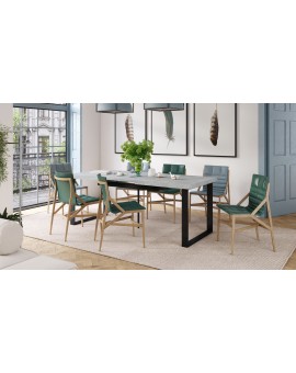 NOIR bílý / beton, rozkládací, konferenční stůl, stolek