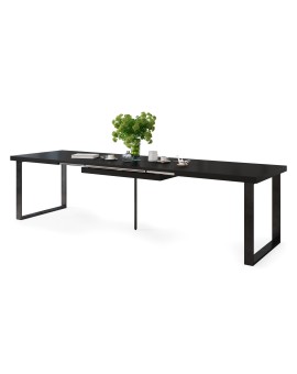 ASTORIA hnědý dub / černá, rozkládací, zvedací konferenční stůl, stolek