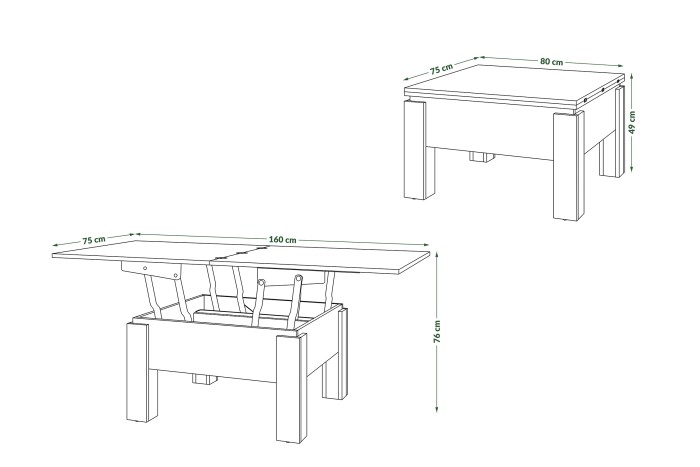LYNX beton / bílá, konferenční stolek, moderní, loft