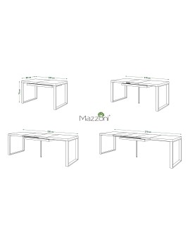 CLEO beton / bílý, rozkládací, zvedací konferenční stůl, stolek